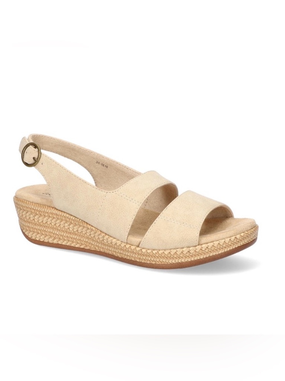 S17 Easy Street Neutral Suede Slingback Wedge Sandals Size 9.5 Beige